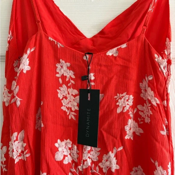 NWT Orange Red Floral Slip Dress - Picture 3 of 5